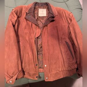 Members Only Brown Suede Bomber Jacket
